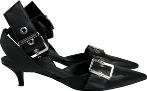 Charles & Keith Black Grommet-strap Kitten-heel Pumps UK 5 EU 38 👠