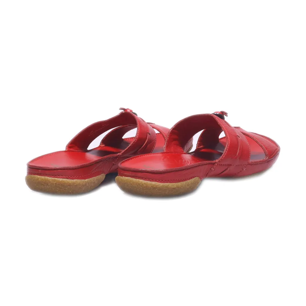 Clarks Flat Sandals Leather Red Colour For Women