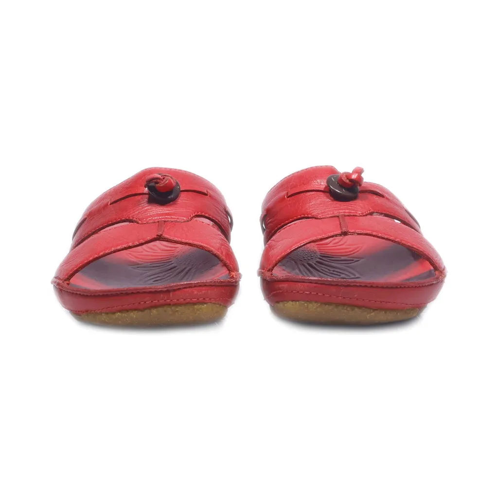 Clarks Flat Sandals Leather Red Colour For Women