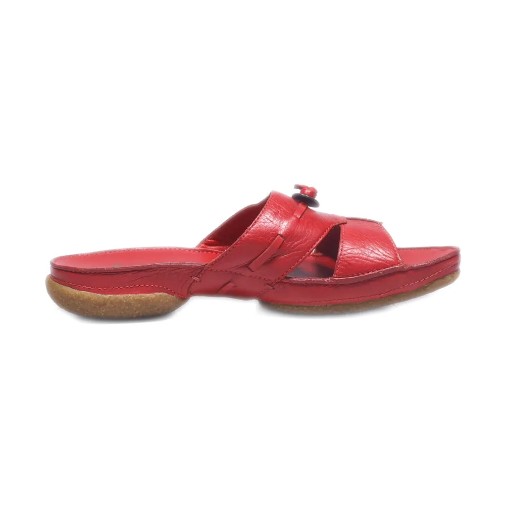 Clarks Flat Sandals Leather Red Colour For Women