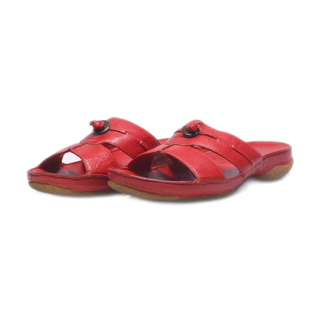 Clarks Flat Sandals Leather Red Colour For Women