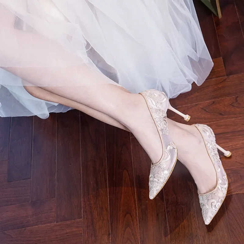 The Leila Wedding Bridal Champagne Heels