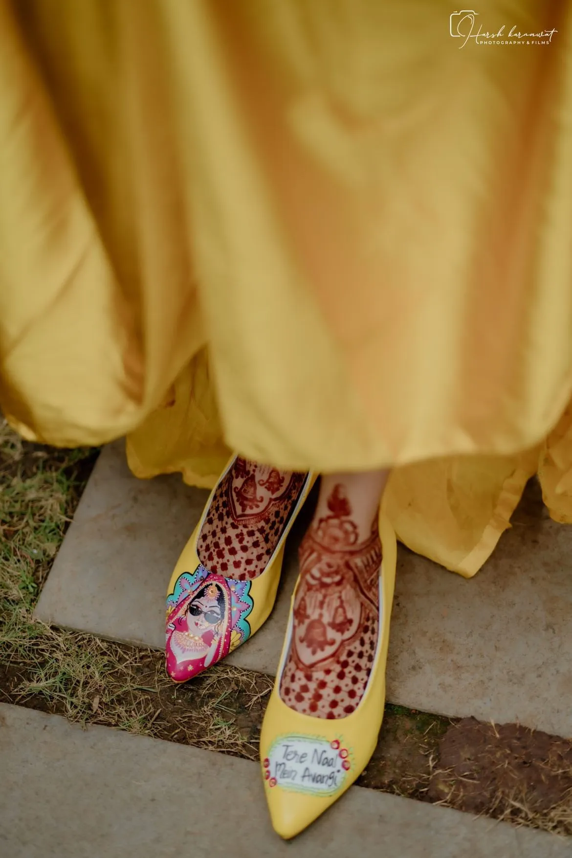 Yellow Swag dulhan 2.5 pencil pumps
